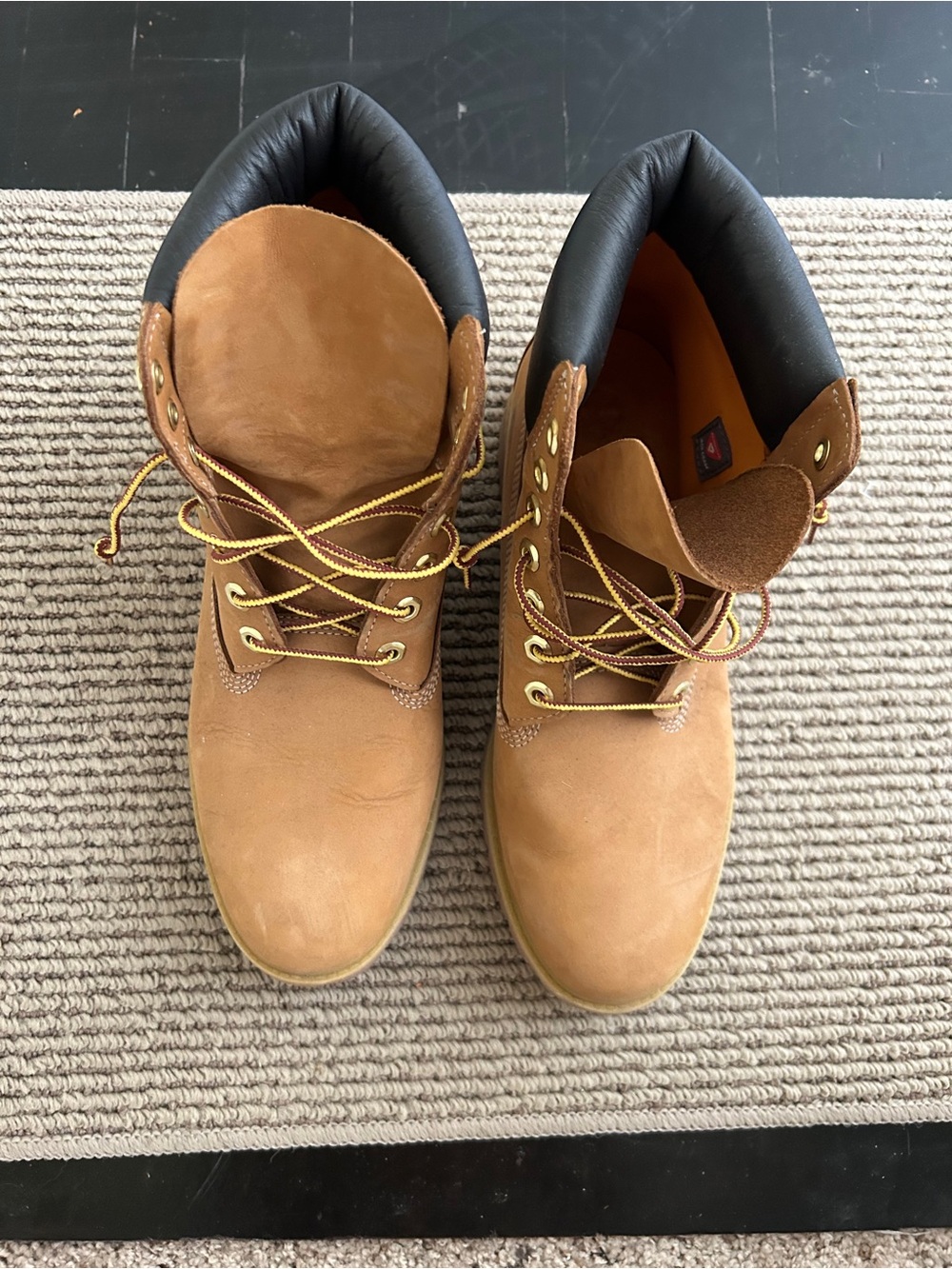 Timberland Wheat and Black Leather Collar Work Boots